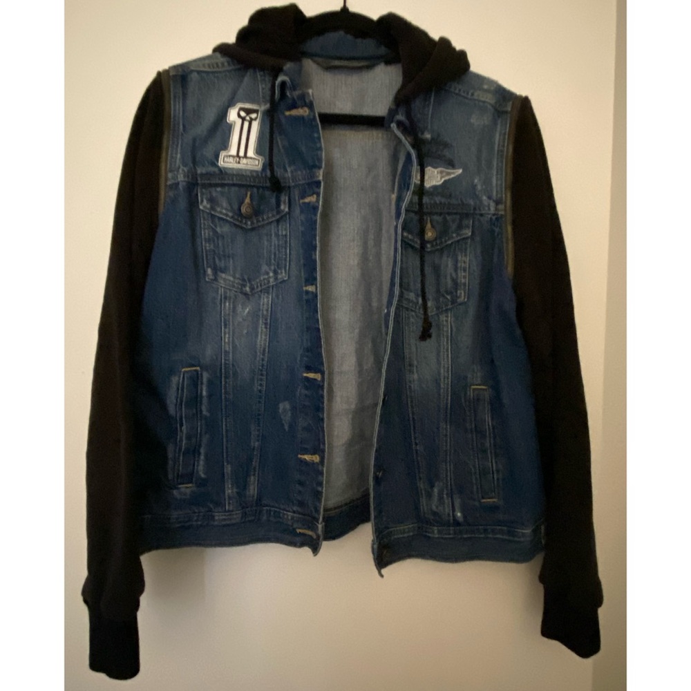 Harley Davidson zip-off sleeve denim jacket